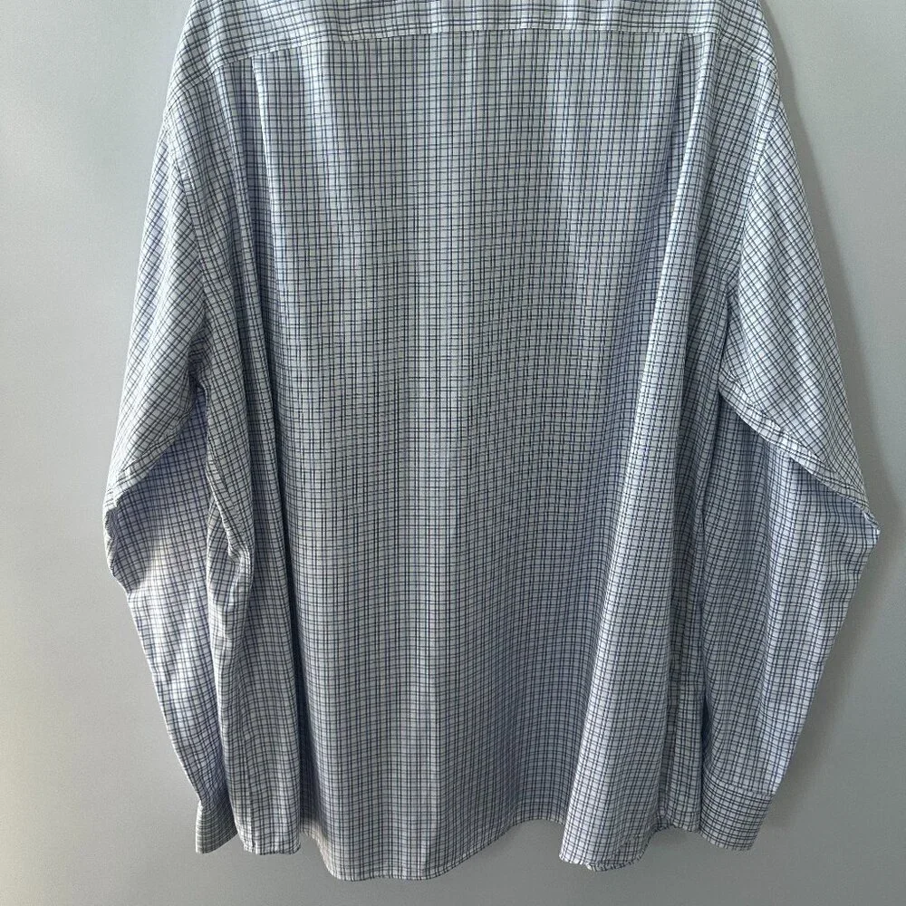 Marks & Spencer Blue, Purple & White Checked Men's Dress Shirt 100% Cotton - Picture 10 of 14